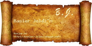 Basler Jolán névjegykártya